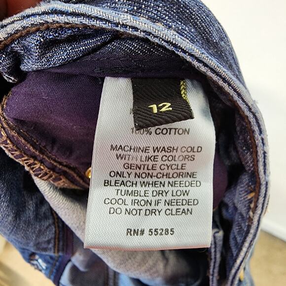 Express Straight Jeans Womens Size 12 34x26 Whiskered Button Fly Steampunk 2009 - Picture 11 of 12